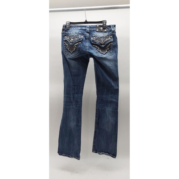 Miss Me Jeans, Size 30, Mid-Rise, Bootcut, 32W x 32L, Bedazzled, Distressed - Picture 2 of 3